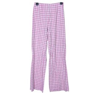 Zara Pink‎ Gingham Pants Sz S High Rise Straight Leg Preppy Cottagecore Coquette